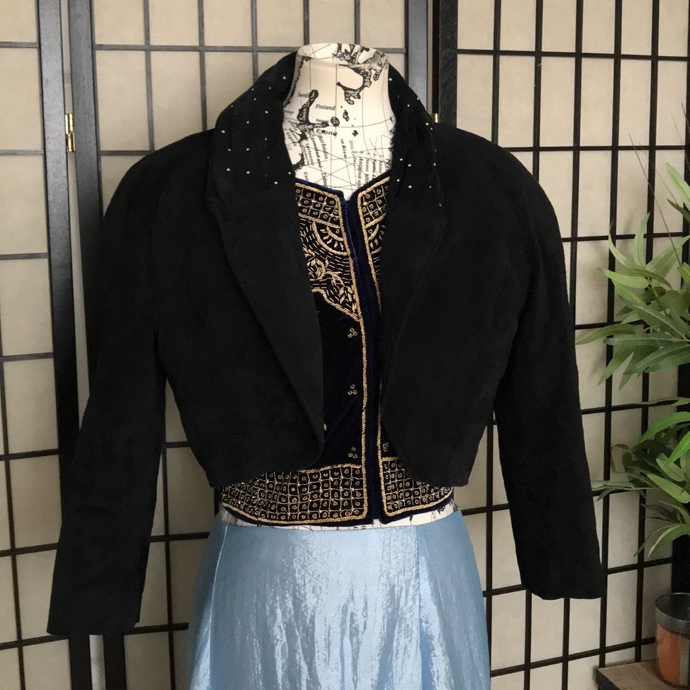 Vintage Matching Set Suede Pants High Waist 80s crop jacket blazer disco whimsy